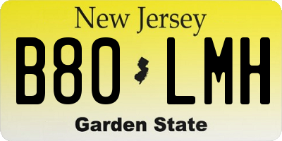 NJ license plate B80LMH