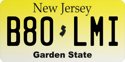 NJ license plate B80LMI