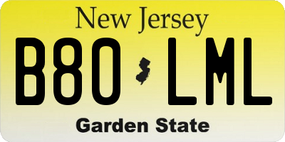 NJ license plate B80LML