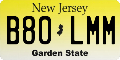 NJ license plate B80LMM