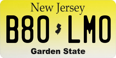 NJ license plate B80LMO