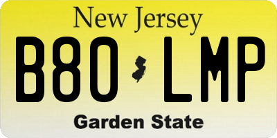 NJ license plate B80LMP