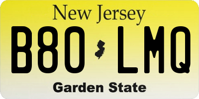 NJ license plate B80LMQ
