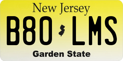 NJ license plate B80LMS