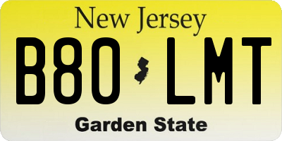 NJ license plate B80LMT