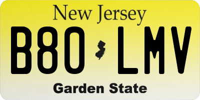 NJ license plate B80LMV