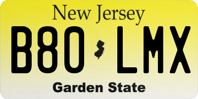NJ license plate B80LMX