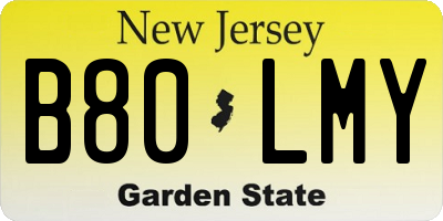 NJ license plate B80LMY
