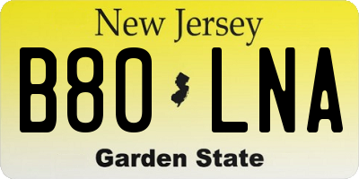 NJ license plate B80LNA