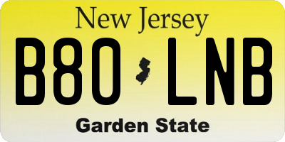 NJ license plate B80LNB