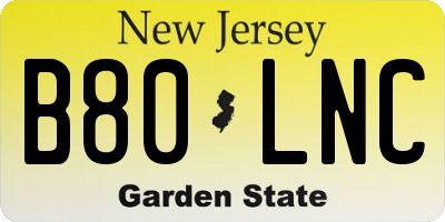NJ license plate B80LNC