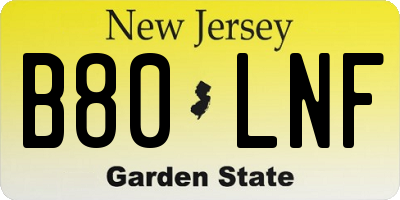 NJ license plate B80LNF
