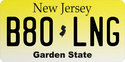 NJ license plate B80LNG