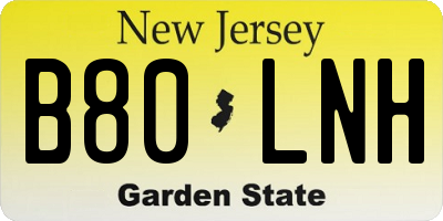 NJ license plate B80LNH