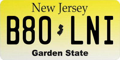 NJ license plate B80LNI