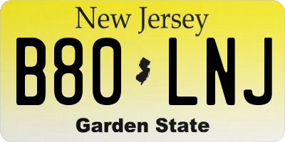 NJ license plate B80LNJ