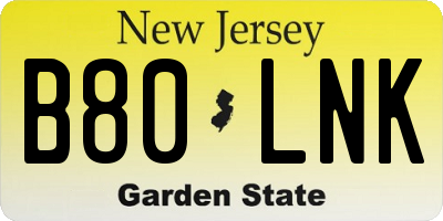 NJ license plate B80LNK