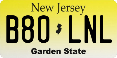 NJ license plate B80LNL