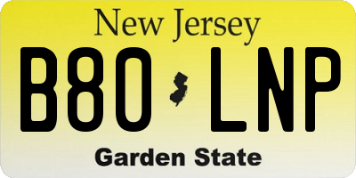 NJ license plate B80LNP