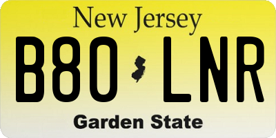 NJ license plate B80LNR
