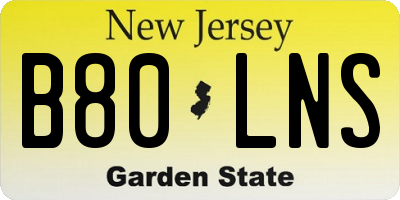 NJ license plate B80LNS