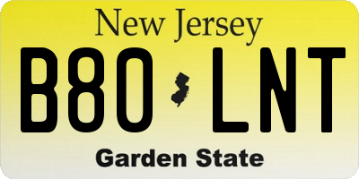 NJ license plate B80LNT