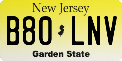NJ license plate B80LNV