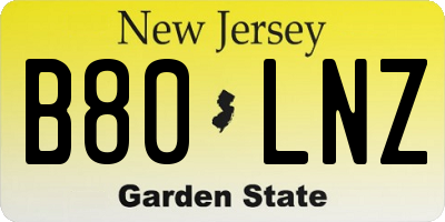NJ license plate B80LNZ