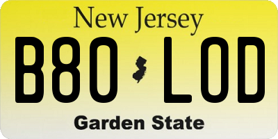 NJ license plate B80LOD