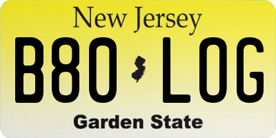 NJ license plate B80LOG