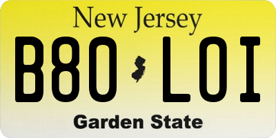 NJ license plate B80LOI