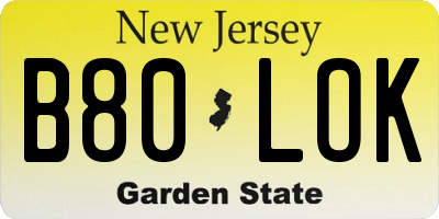NJ license plate B80LOK