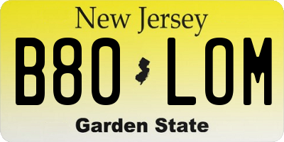 NJ license plate B80LOM