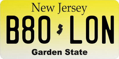 NJ license plate B80LON