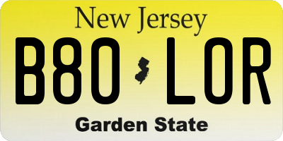 NJ license plate B80LOR