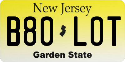 NJ license plate B80LOT