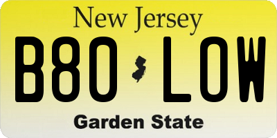 NJ license plate B80LOW