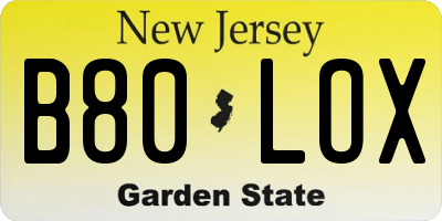NJ license plate B80LOX