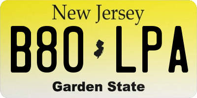 NJ license plate B80LPA
