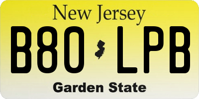 NJ license plate B80LPB
