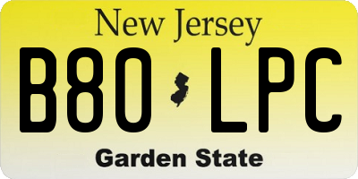 NJ license plate B80LPC