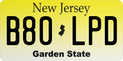 NJ license plate B80LPD