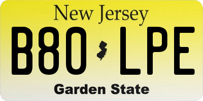 NJ license plate B80LPE