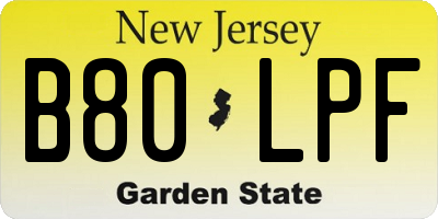 NJ license plate B80LPF