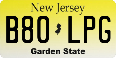 NJ license plate B80LPG