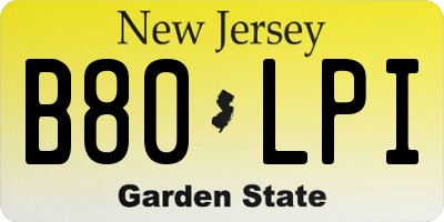 NJ license plate B80LPI