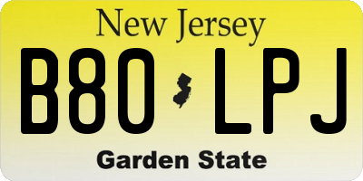 NJ license plate B80LPJ