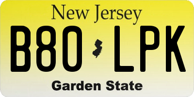 NJ license plate B80LPK