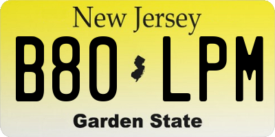 NJ license plate B80LPM