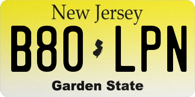 NJ license plate B80LPN